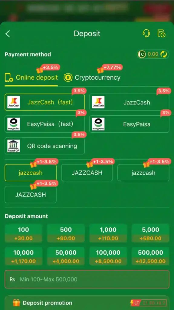 pak998 game deposit section