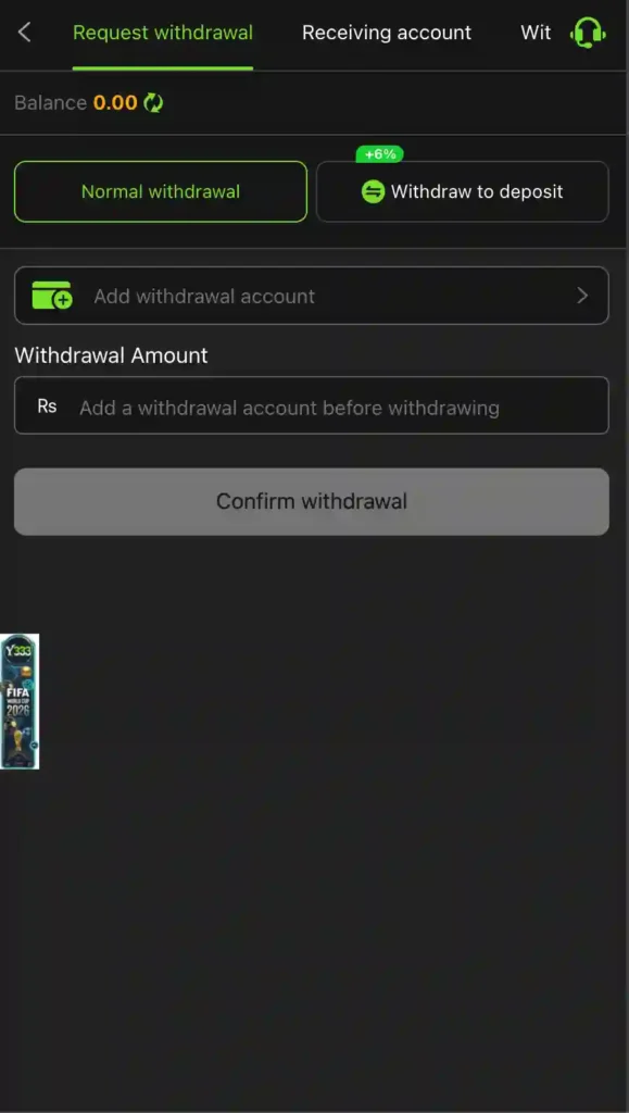 y333 game withdrawal